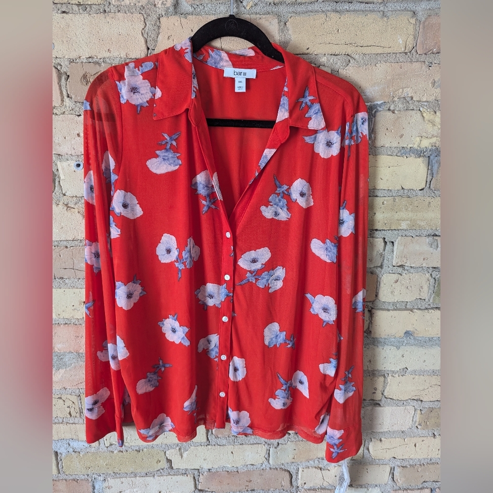 Bar III floral XXL mesh blouse